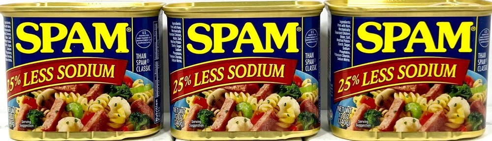 Spam 25% Less Sodium Luncheon Meat 12 oz ( Pack of 3 )