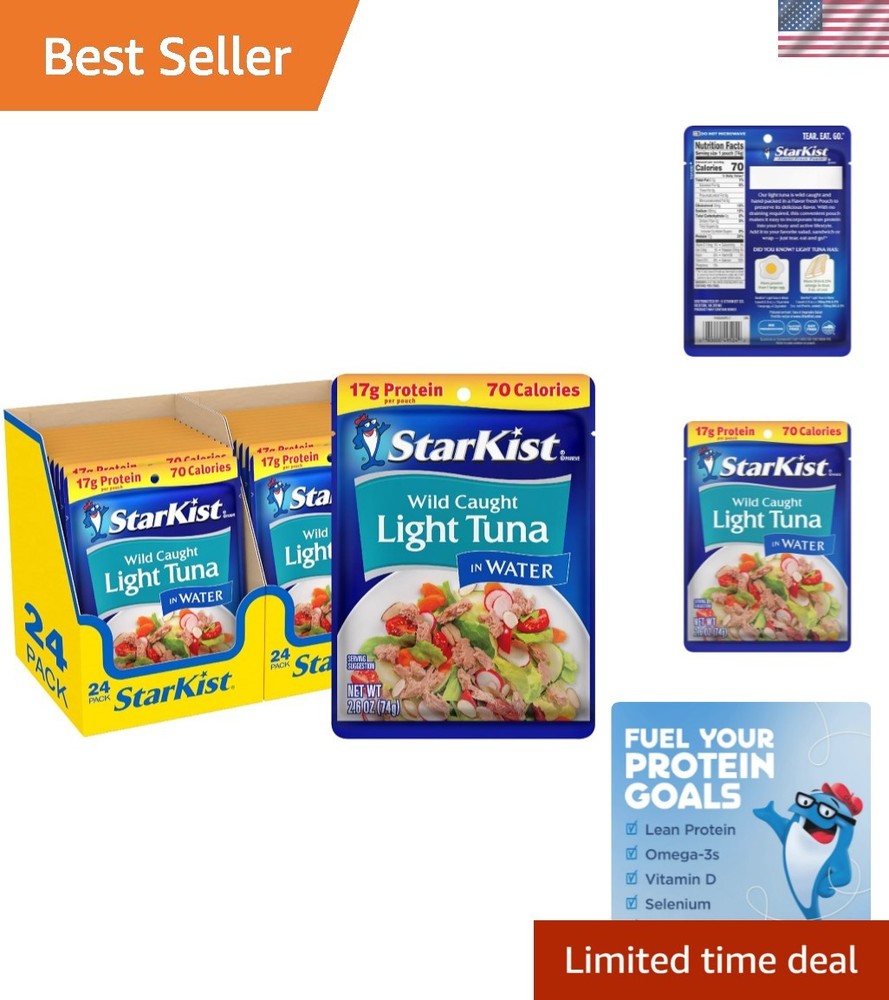 24 Pack Light Tuna in Water Pouches – High Protein & Ready to Eat Convenience