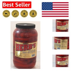 Spicy & Tangy Red Hot Pickled Sausages – 39 Count 1 Gallon Jar – Beef & Chicken