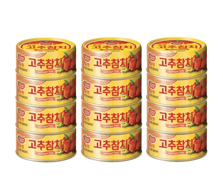 Dongwon Korean Hot Pepper Tuna 100g | Korean Spicy Tuna Canned Food | 12 Cans
