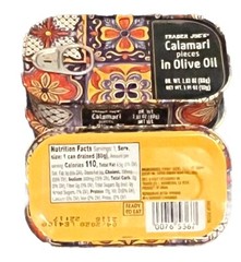 3X Trader Joe’s Calamari Pieces In Olive Oil 3.91 oz 3 Cans Wild Caught