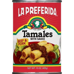 La Preferida Beef & Pork Canned Tamales with Sauce, 15 15 Ounce (Pack of 12)