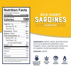 Bumble Bee Sardines in Mustard Sauce, 3.75 oz Tin (Pack of 12) – Wild Caught, Gl