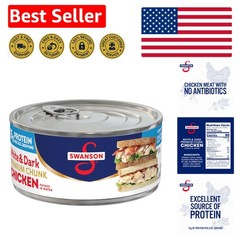 Fully Cooked Swanson White & Dark Chunk Chicken, 9.75 OZ – No MSG, 97% Fat Free
