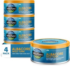 Wild Planet Albacore Tuna, No Salt Added, Canned 5 Ounce (Pack of 4)