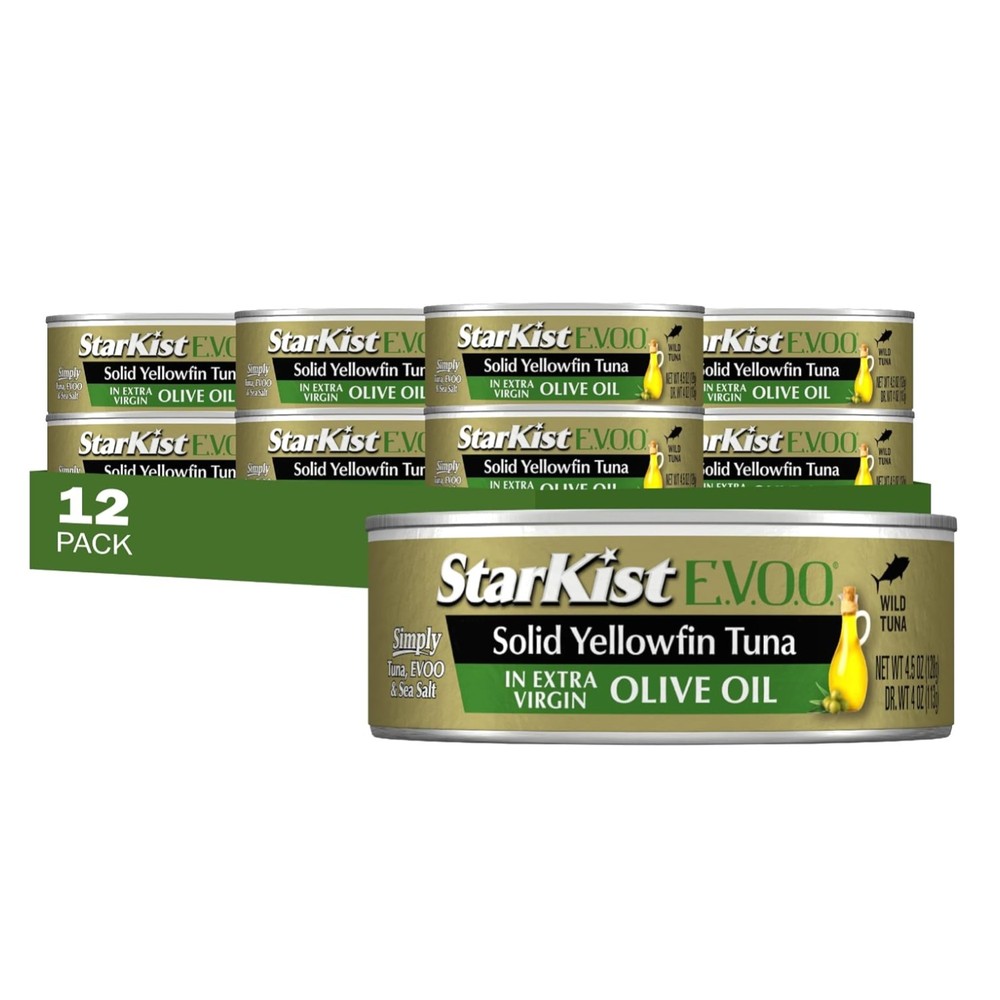 Convenient 12-Pack Yellowfin Tuna in E.V.O.O., 29g Protein