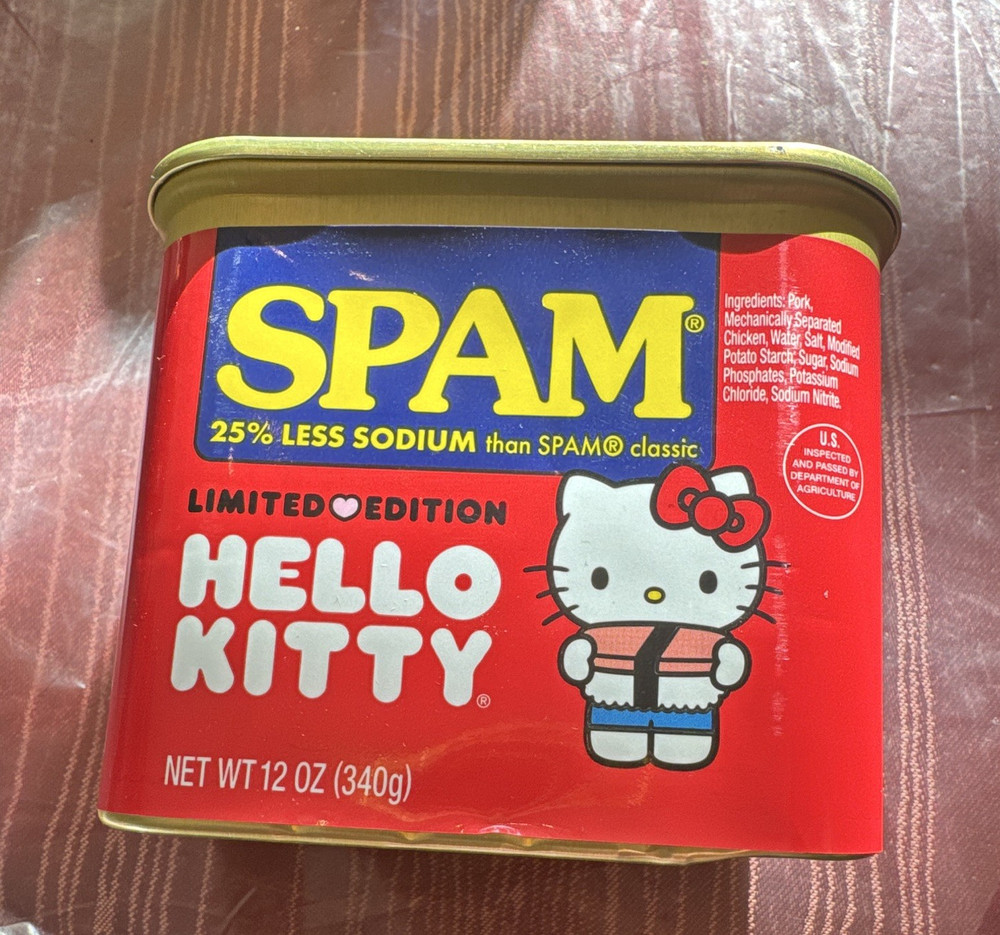 SPAM Limited Edition Hello Kitty 25% Less Sodium Pork 12 oz (340g) Can