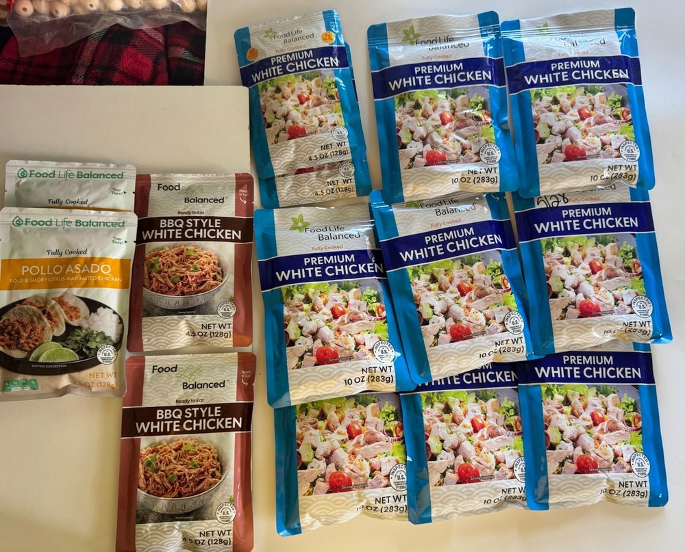 Food for Life Balanced PREMIUM WHITE CHICKEN Lot 14 Fully Cooked. 10oz & 4.5 Oz