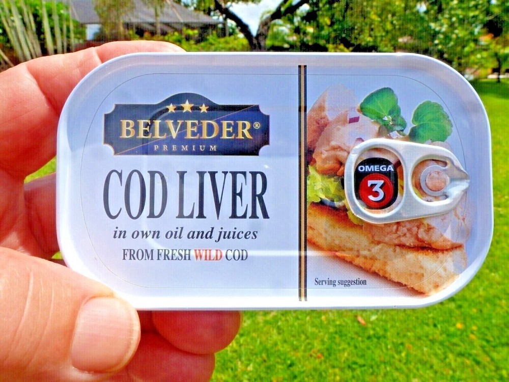 Cod Liver In Oil by Belveder Premium Fresh Wild Caught 4.2 oz. Exp. 10-2026 USA
