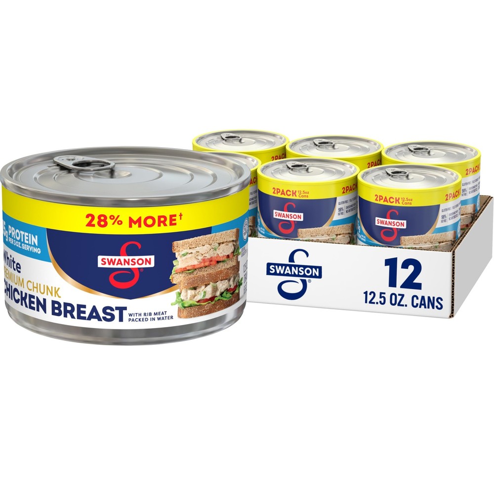 Swanson White Premium Chunk Chicken Breast with Rib 12.5 Ounce (Pack of 12)