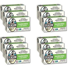 Season Sardine Fillets In 100% Olive Oil Caught Skinless Boneless 4.375 oz 12 ct