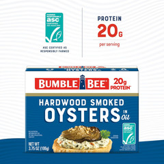 Canned Hardwood Smoked Oysters, 3.75 Oz Cans (Pack of 12) – Ready to Eat – 18G P