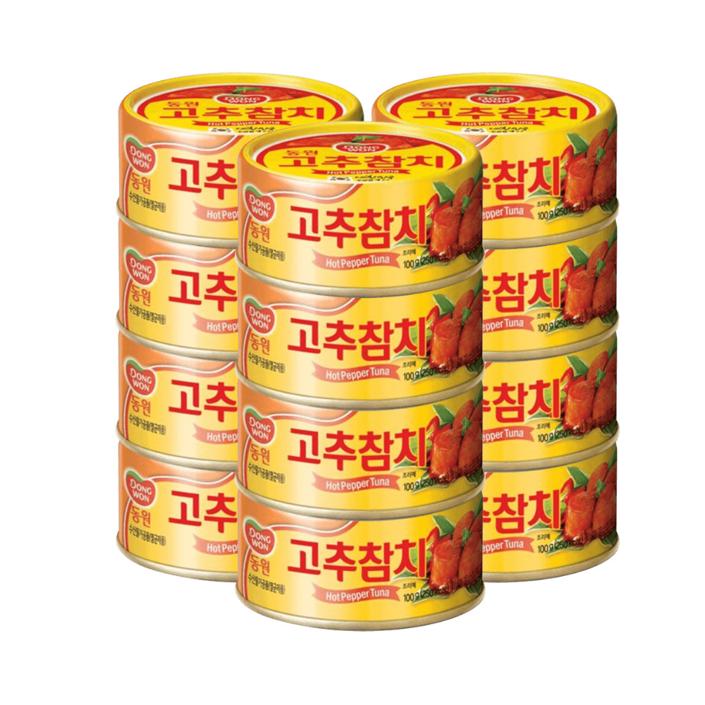 (QTY: 12 Cans) Dongwon Korean Hot Pepper Tuna 100G | Spicy Tuna Canned Food