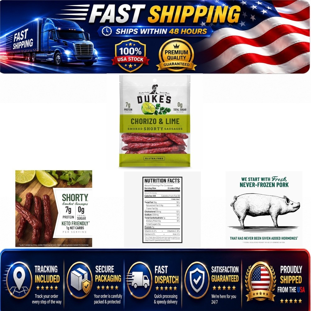 Duke’s Pork Chorizo & Lime Smoked Shorty Sausages – 5 oz, 7g Protein