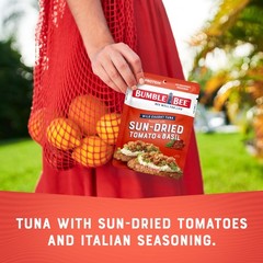 Sun-Dried Tomato Basil Seasoned Tuna 2.5 oz Pouches Pack 12 Wild Caught 15g