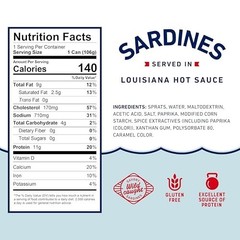 Beach Cliff Wild Caught Sardines in Louisiana Hot Sauce, 3.75 oz Can (Pack of 12