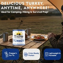 12 Cans Pack – Werling & Sons Fully Cooked Canned Turkey Meat 28 Oz Heat & Eat