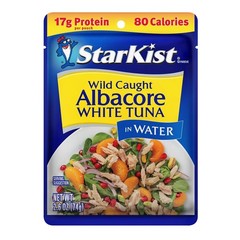 Albacore White Tuna in Water, 2.6 oz Pouch 24 Pack Ready to Eat Wild Caught T…