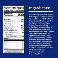 Chicken, Beef & Pork Vienna Sausages, BBQ 24-Pack^
