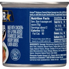 Armour Star Vienna Sausage, BBQ Flavored, Ready to Eat Canned Sausage, 7g