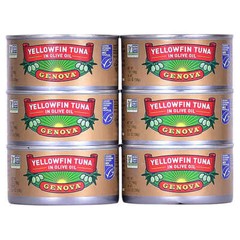 12 x Genova Yellowfin Tuna in Olive Oil 7oz Pull Tab Tin Can Fish 2×6-pack FRESH
