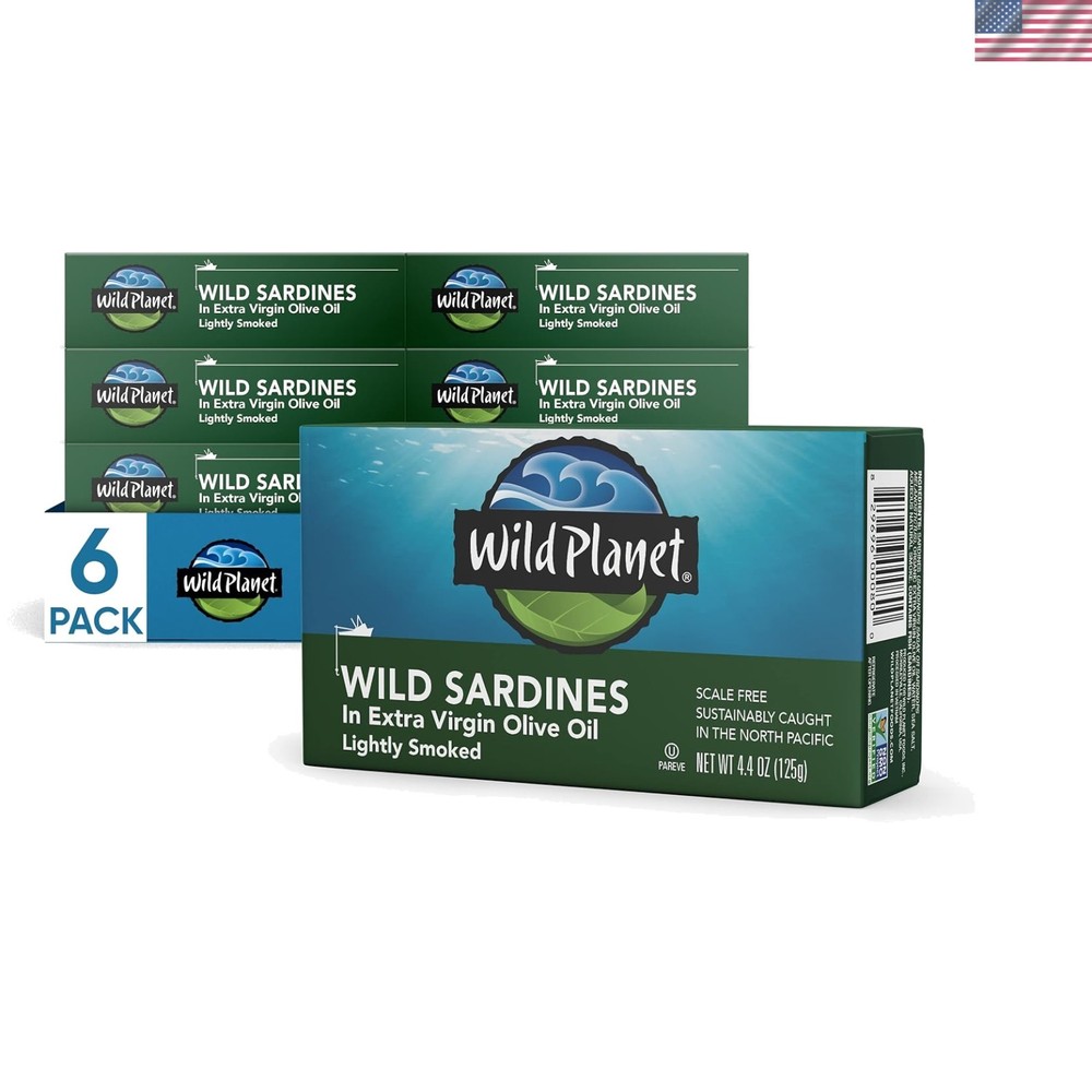 Wild Sardines in EVOO with Sea Salt – 4.25 oz, 6 Pack of Nutritional Powerhouses