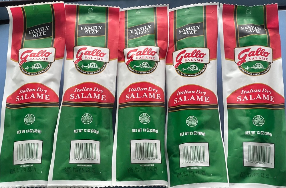 5 GALLO ITALIAN DRY SALAME Family Size Salami 13 oz ea x 5 FRESHEST FREE SHIPPNG