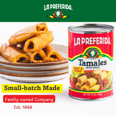 La Preferida Beef & Pork Canned Tamales with Sauce, 15 15 Ounce (Pack of 12)