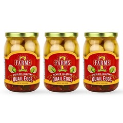 7 Farms Pickled Quail Egg 3 Pack,16 Ounce Glass Jars(Jalapeno)