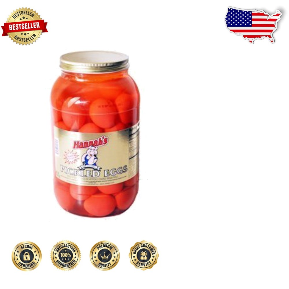 Hannah’s Tangy Pickled Eggs 46 Count Gallon Jar Southern American Cuisine