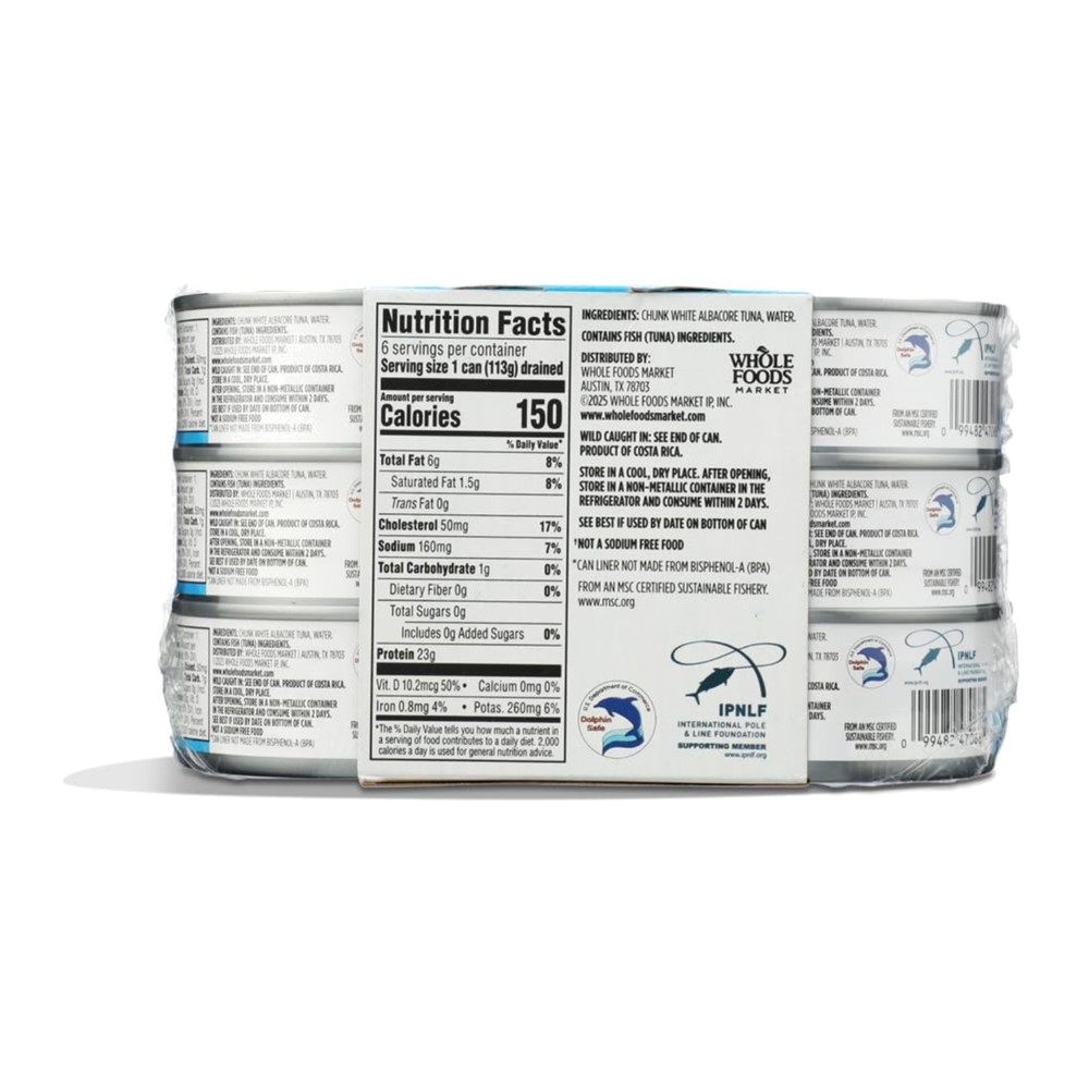 Wild-Caught No Salt Albacore Tuna in Water 6-Pack