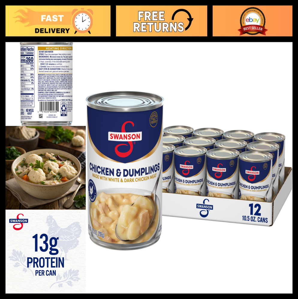 Canned Chicken & Dumplings, White & Dark Meat, 10.5 oz Can, Case of 12 – Easy Me
