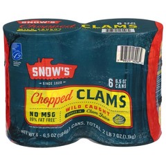 Snow’s Wild Caught Chopped Clams Canned, 6.5 oz Can Ounce (Pack of 6)