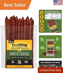 Real Hardwood Smoked Hunter’s Sausage – 36 Meat Sticks, Keto Friendly