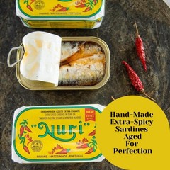 NURI Portuguese Sardines in Extra Spicy Olive Oil 4.4 oz can Sardines Extra S…