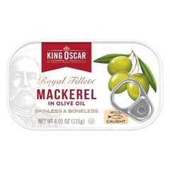 King Oscar Mackerel Skinless Boneless Wild Caught Olive Oil 4.05 Oz Can 6-Pack