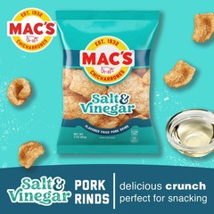 Mac’s Salt & Vinegar Fried Pork Skins – Salt & Vinegar Flavored Chicharrones Por