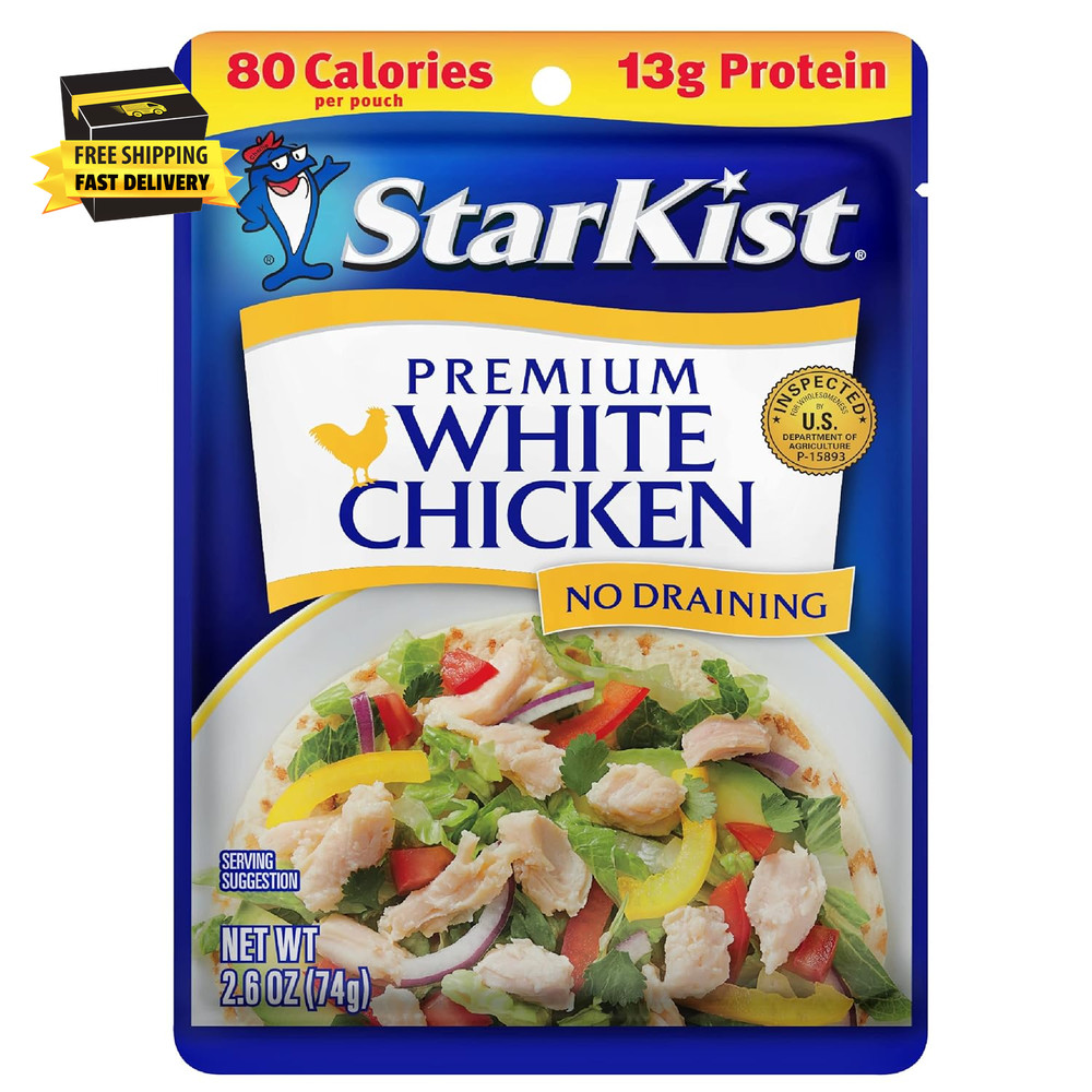 Premium White Chicken – 2.6 Oz Pouch (Pack of 1) ⭐️⭐️⭐️⭐️⭐️