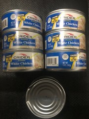 Crider Canned White Chicken 5 oz Lot of 7 (1 can dented on bottom edge-see photo