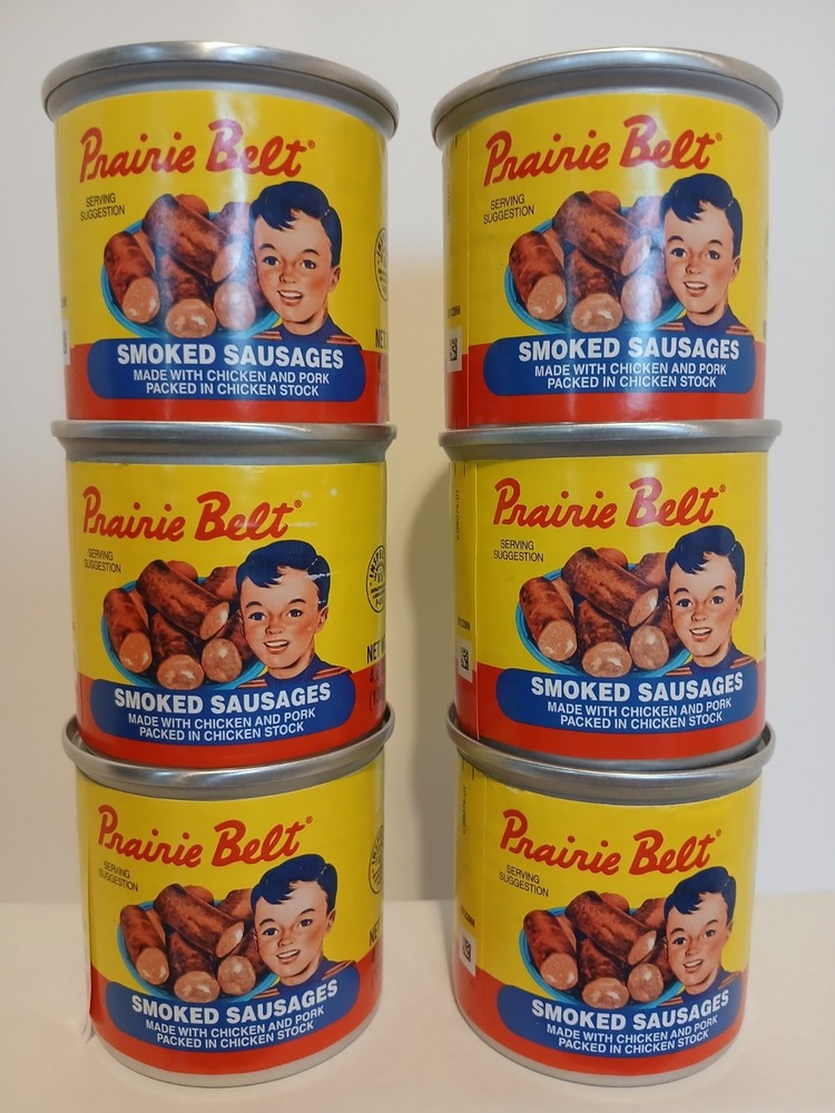 6 Cans Prairie Belt Smoked Sausages Chicken & Pork Vienna (4.6 oz each can)