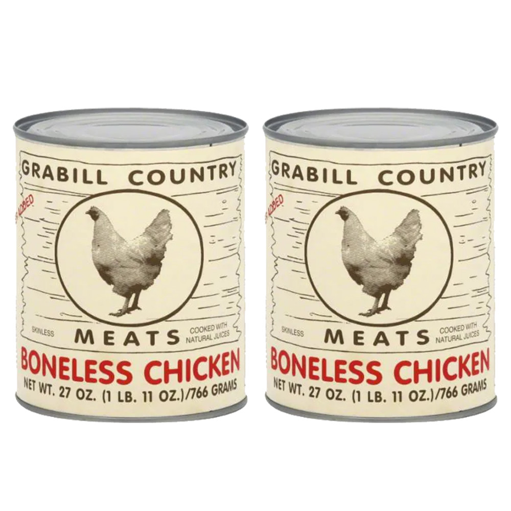 2 Pack Grabill Country Meat Boneless Chicken Cooked in natural juices 27 oz Cans