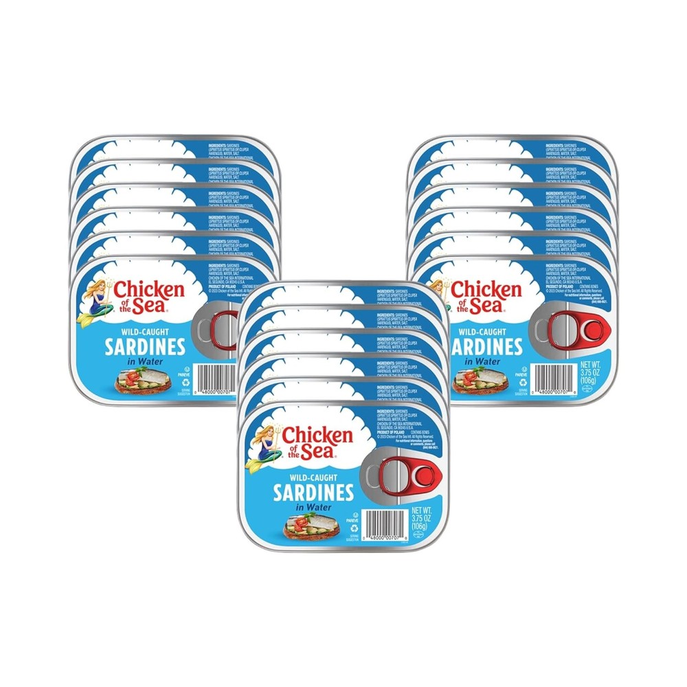 Chicken of the Sea Wild Caught Sardines in Water, 3.75 oz Cans, 18-Count – Hi…