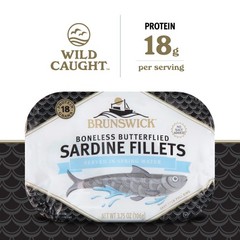 Brunswick Sardines in Spring Water, 3.75 oz Can Pack of 12 Boneless Butterfl…