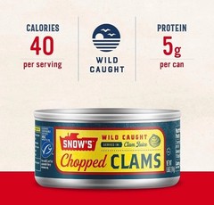 Wild Caught Chopped Clams Canned, 6.5 oz Can (Pack of 6) – 5g Protein Per Servin
