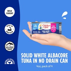 Chicken of the Sea Wild Caught Solid White Pure Albacore, No Drain, 4 oz Cans…