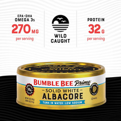 Prime Low Sodium Solid White Albacore Tuna in Water, 5 Oz Easy Open Cans (Pack o