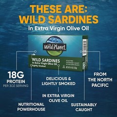 Lightly Smoked Wild Sardines, Non-GMO, Nutritious Snack, 4.4 oz Tins, Set of 12