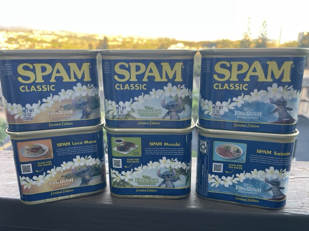 6 CANS limited edition Lilo & Stitch SPAM from Hawaii NEW!