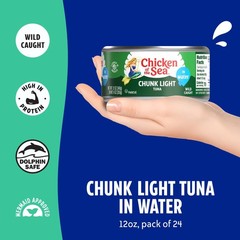 Chicken of the Sea Chunk Light Tuna in Water, Wild Caught Tuna, 12 oz. Can (Pack