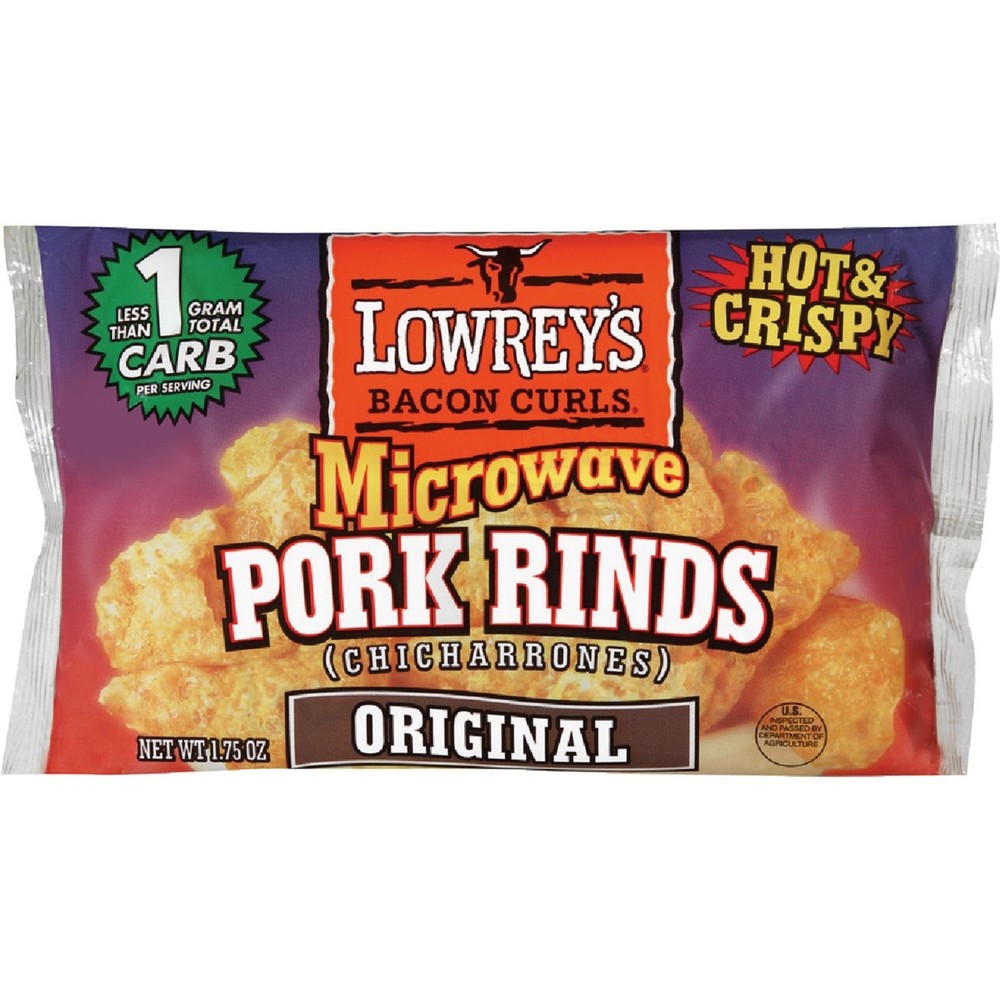 Lowrey’s Bacon Curls 1.75 Oz. Original Pork Rinds 80120 Pack of 18 Lowrey’s